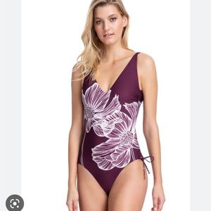 Gottex Lily Floral v-neck one piece swimsuit
